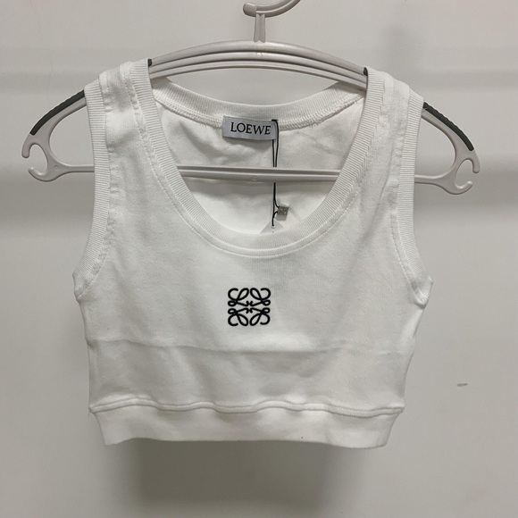 Loewe Tops - Loewe White Tank Top with Logo Detail